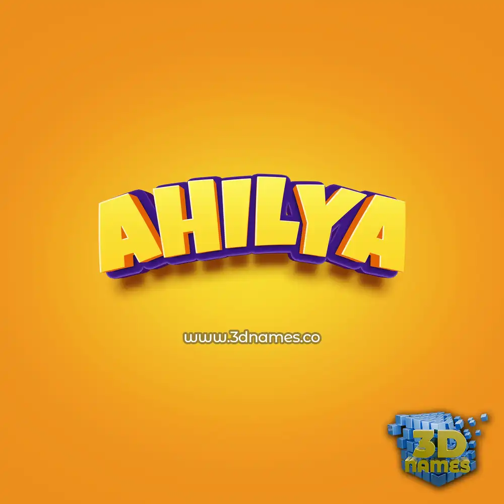 ahilya in Orange Toon style - 3D name wallpaper