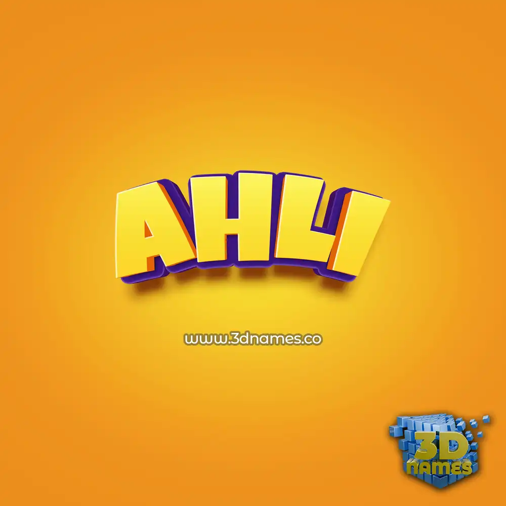 ahli in Orange Toon style - 3D name wallpaper