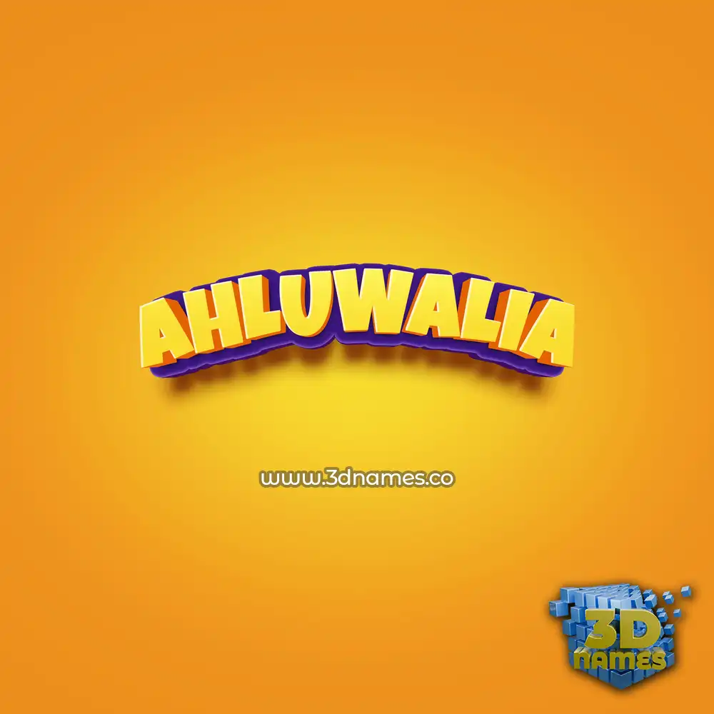 ahluwalia in Orange Toon style - 3D name wallpaper