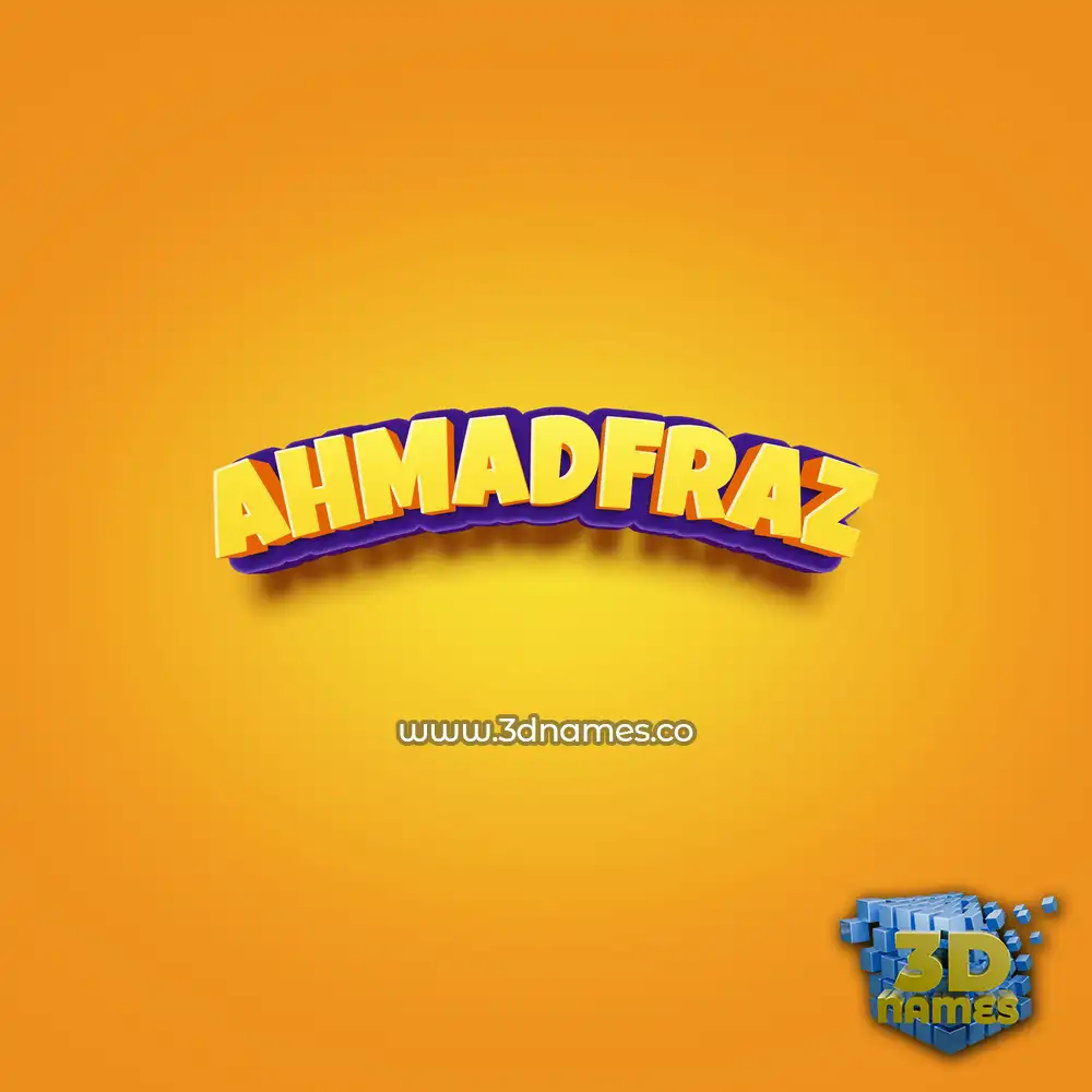 ahmadfraz in Orange Toon style - 3D name wallpaper