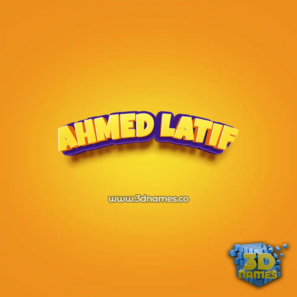 ahmed latif in Orange Toon style - 3D name wallpaper