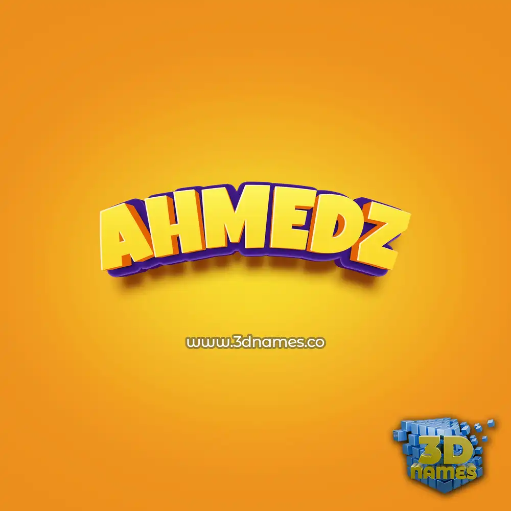 ahmedz in Orange Toon style - 3D name wallpaper