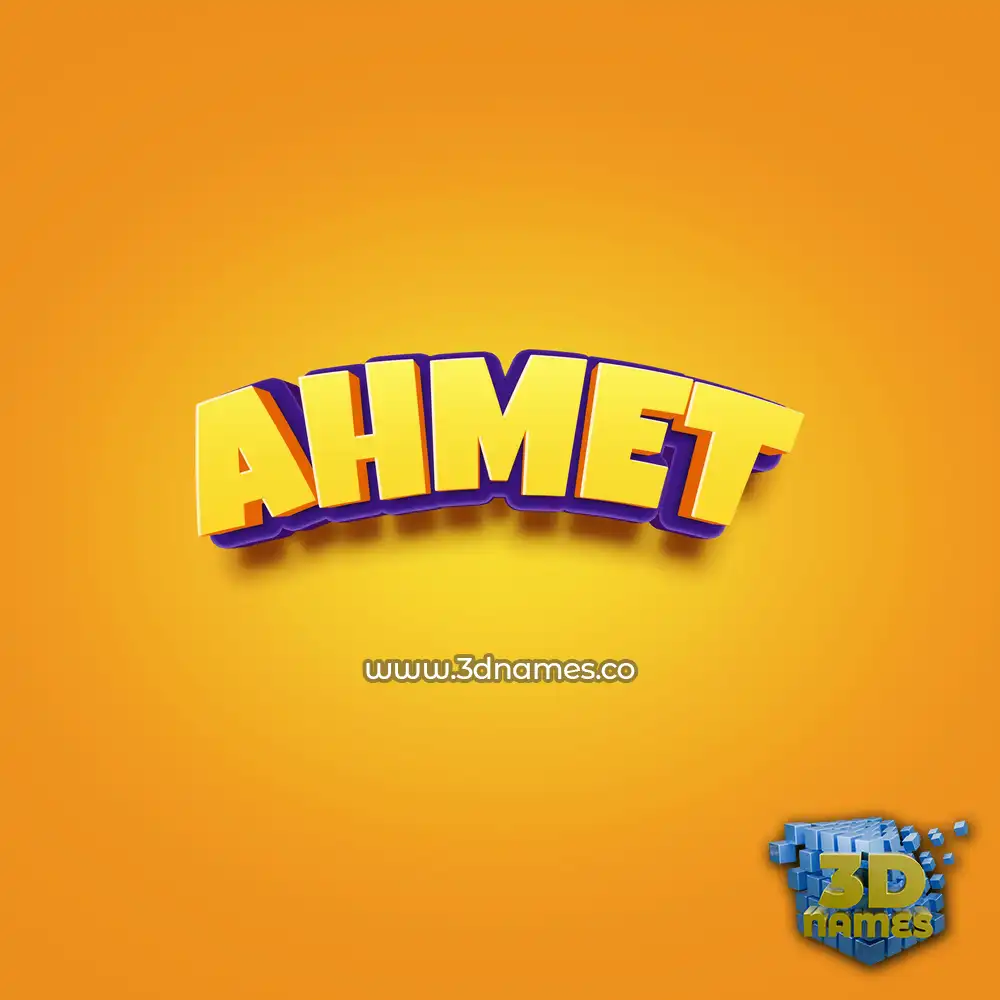 ahmet in Orange Toon style - 3D name wallpaper
