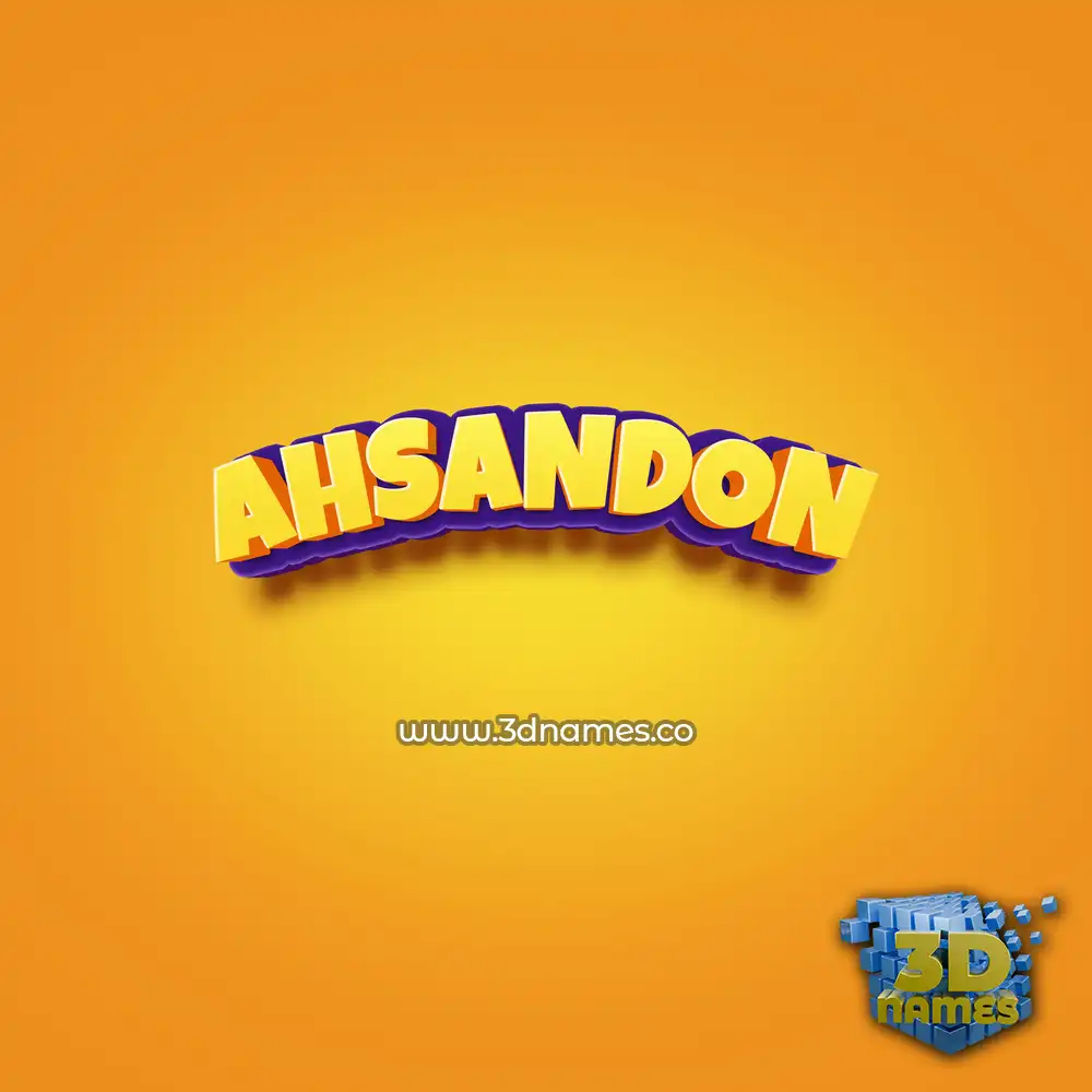 ahsandon in Orange Toon style - 3D name wallpaper