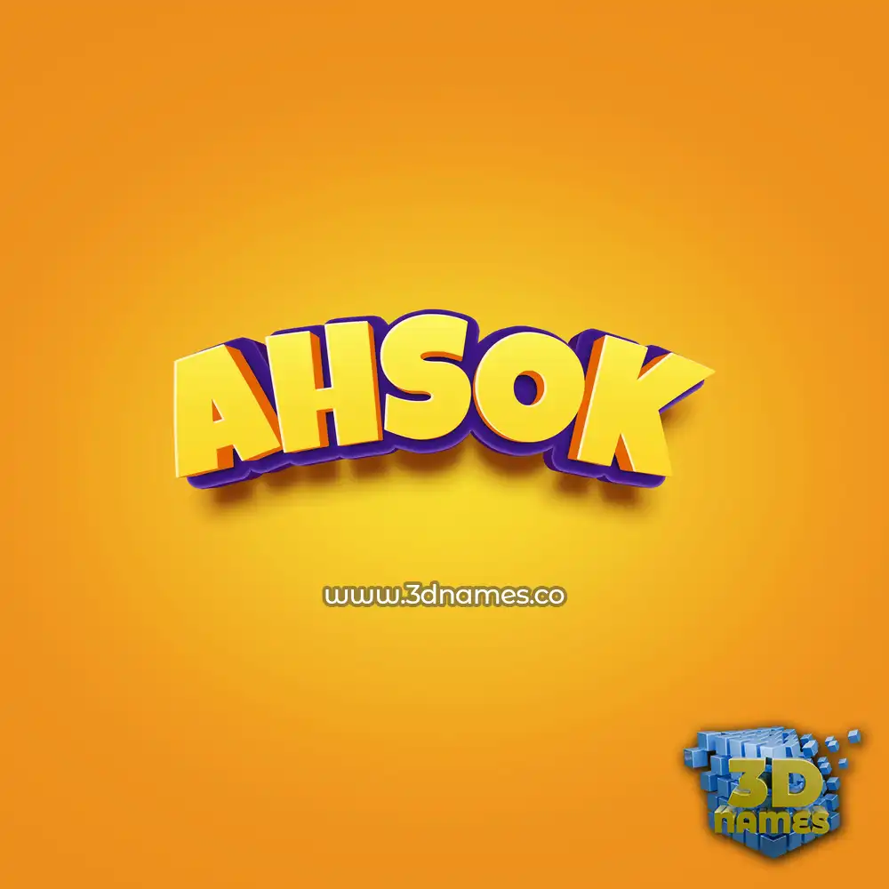 ahsok in Orange Toon style - 3D name wallpaper