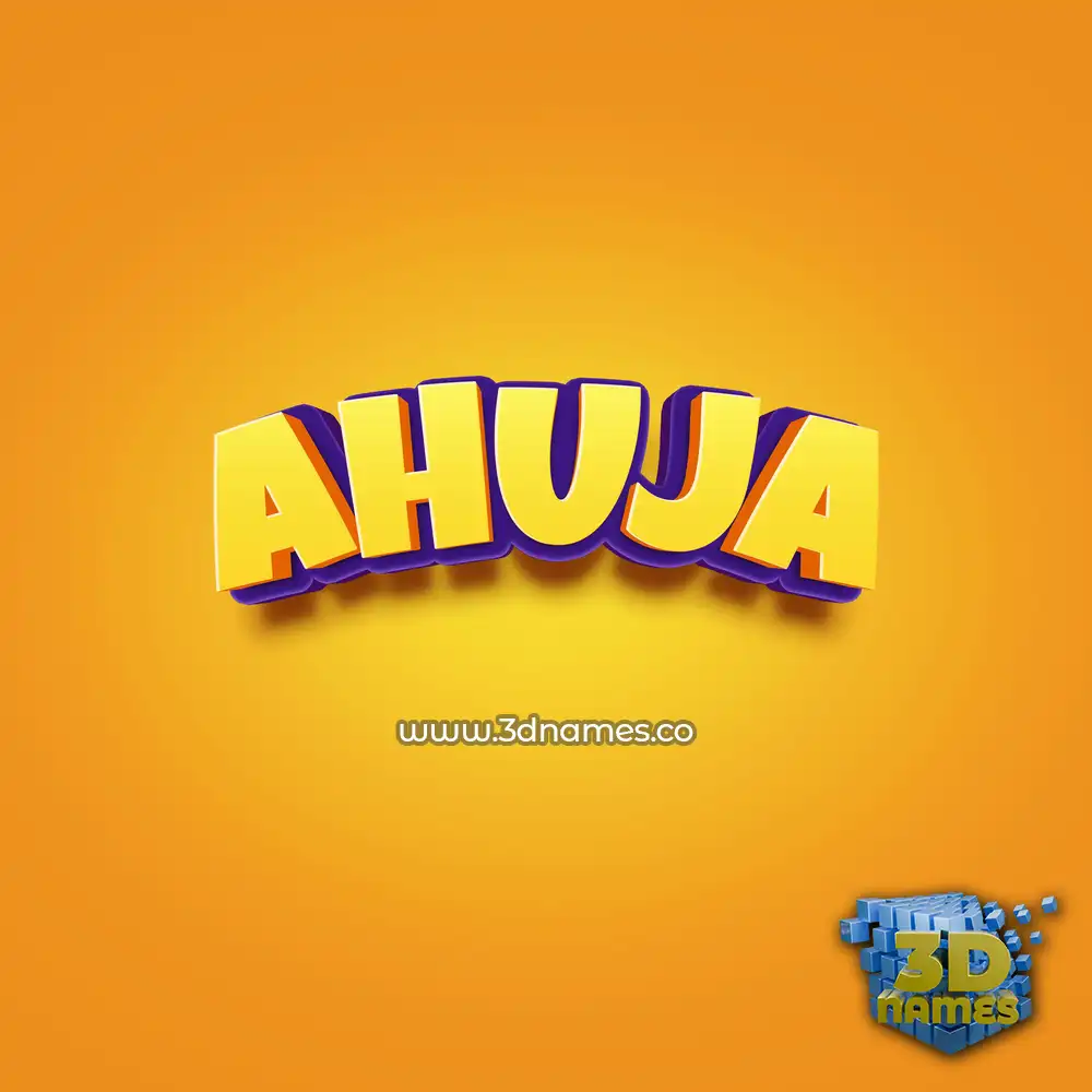 ahuja in Orange Toon style - 3D name wallpaper