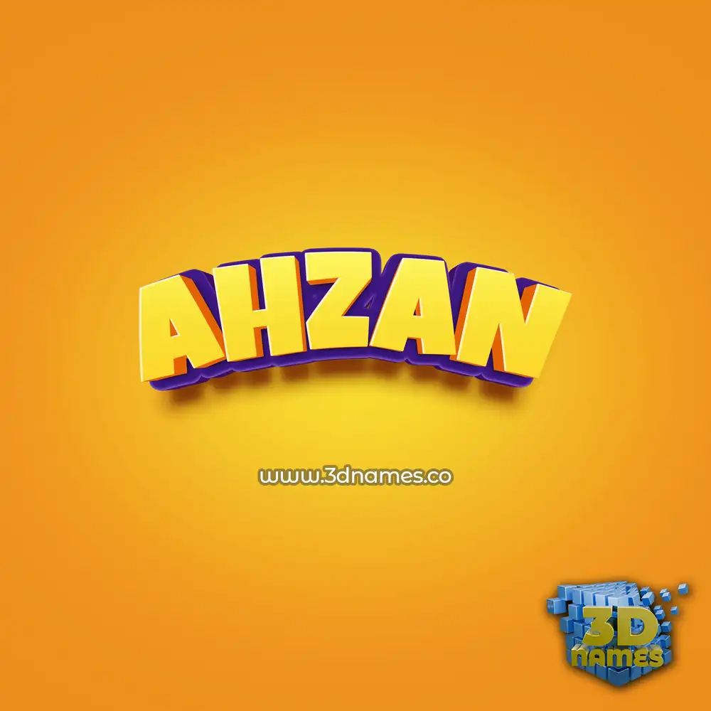 ahzan in Orange Toon style - 3D name wallpaper