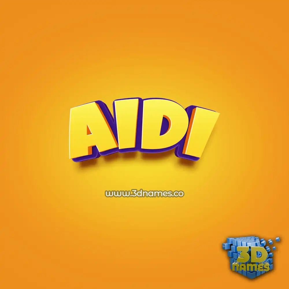 aidi in Orange Toon style - 3D name wallpaper