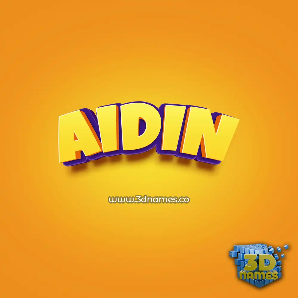 aidin in Orange Toon style - 3D name wallpaper