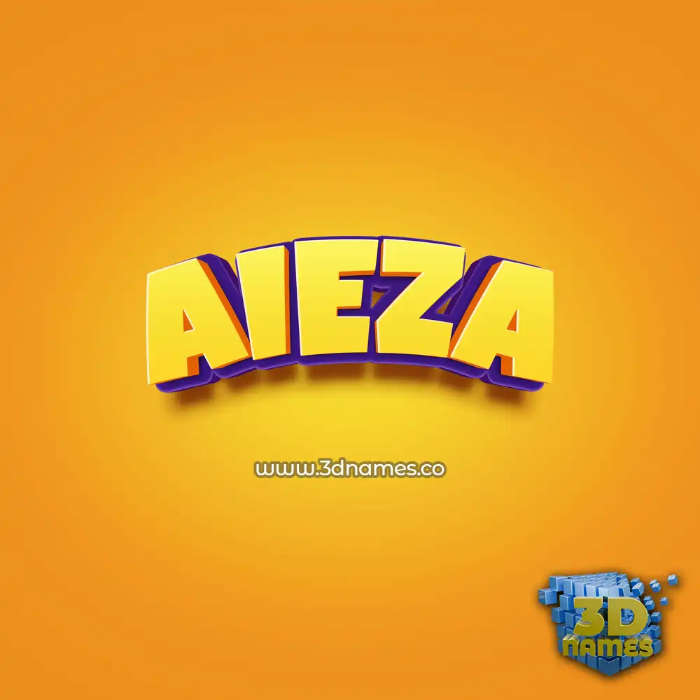aieza in Orange Toon style - 3D name wallpaper