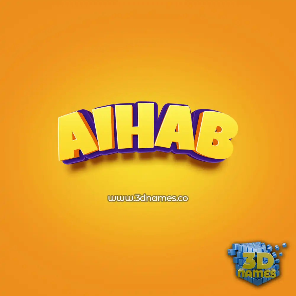 aihab in Orange Toon style - 3D name wallpaper