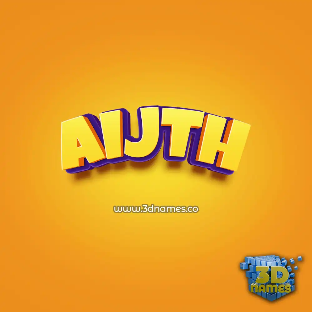 aijth in Orange Toon style - 3D name wallpaper