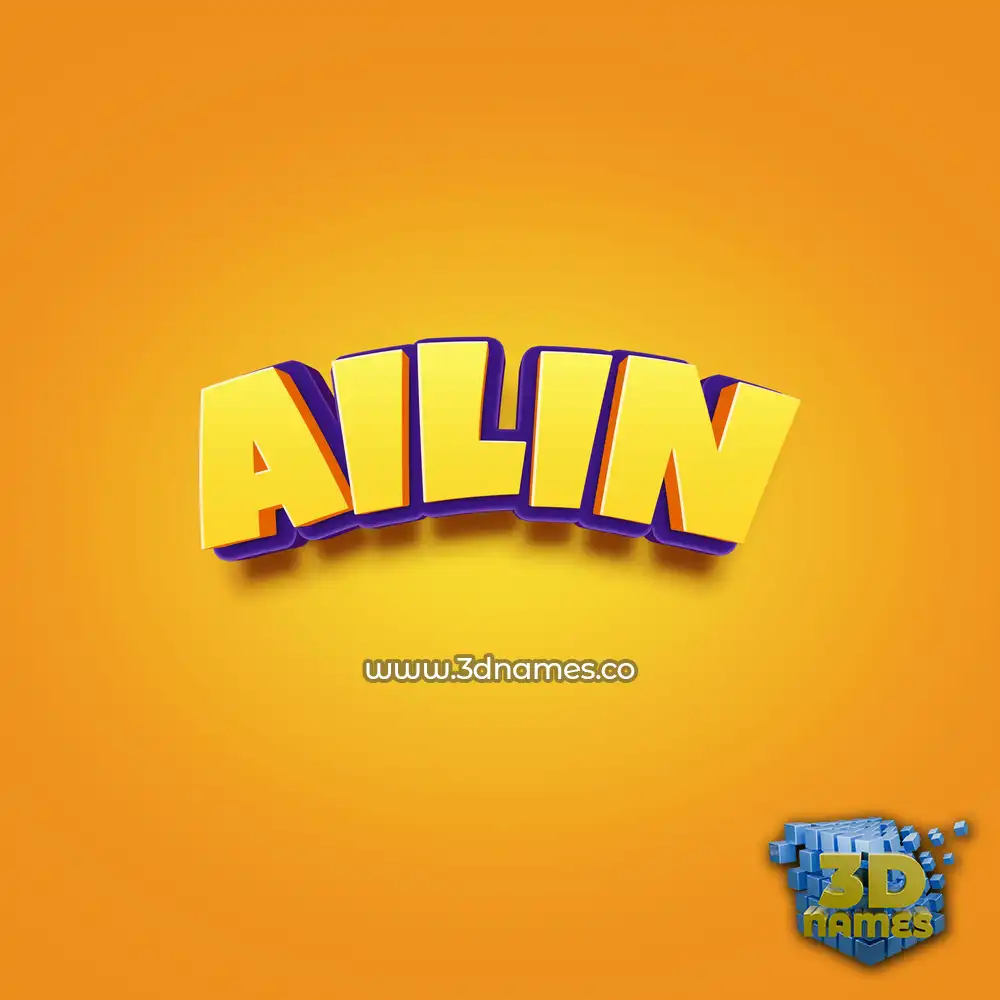 ailin in Orange Toon style - 3D name wallpaper