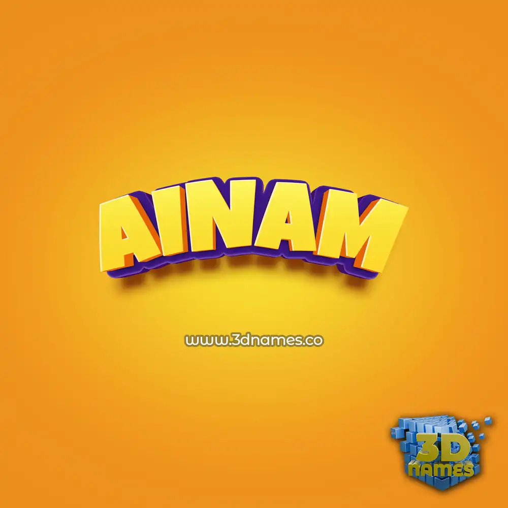 ainam in Orange Toon style - 3D name wallpaper