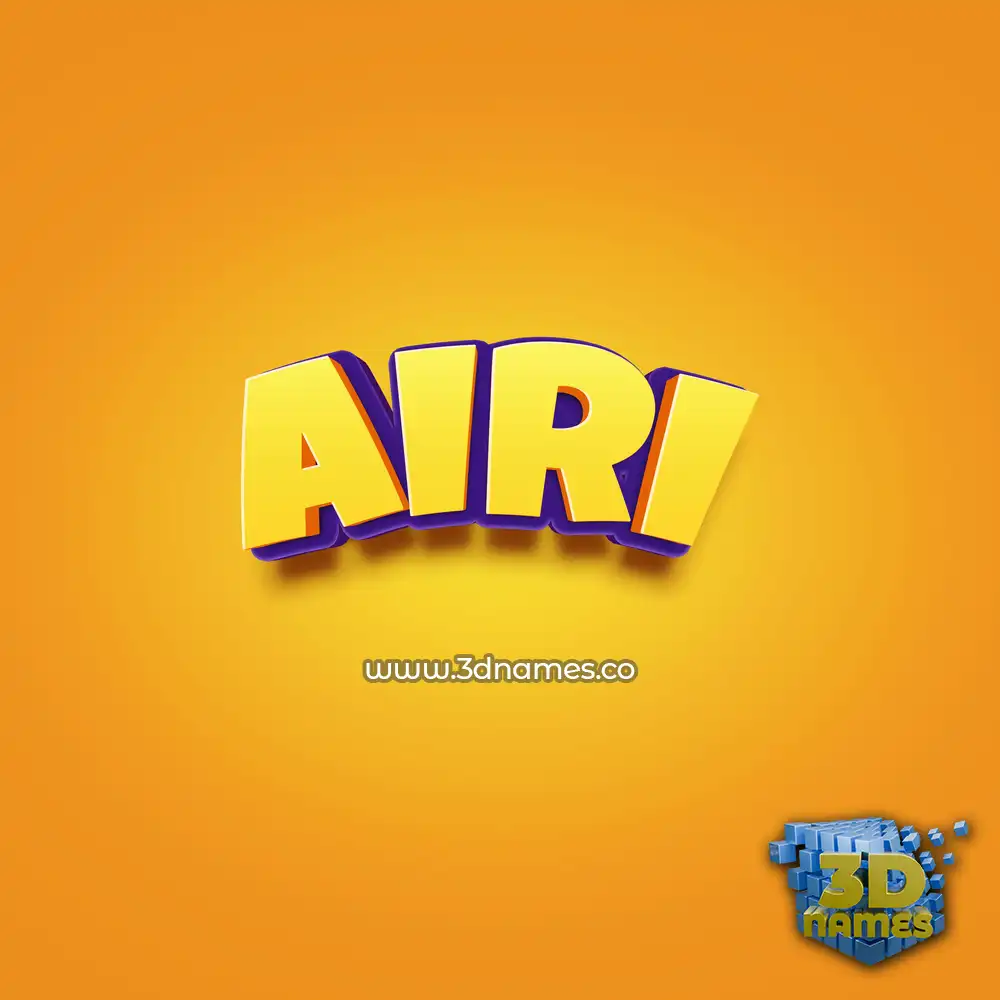 airi in Orange Toon style - 3D name wallpaper