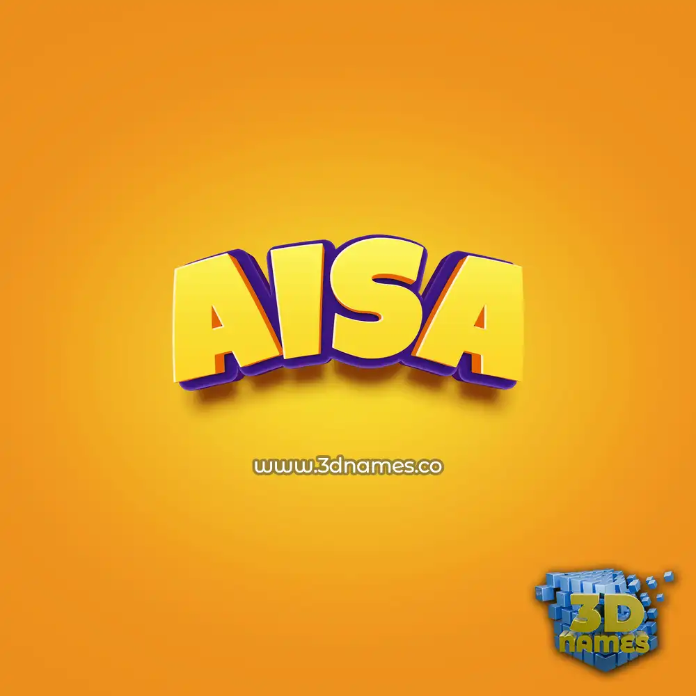 aisa in Orange Toon style - 3D name wallpaper