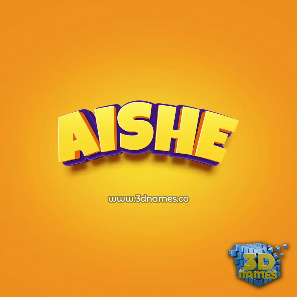 aishe in Orange Toon style - 3D name wallpaper