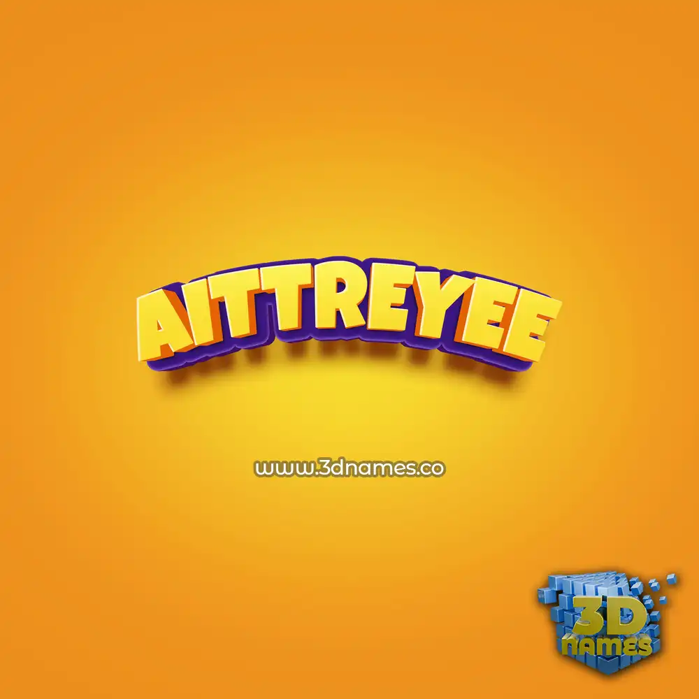 aittreyee in Orange Toon style - 3D name wallpaper