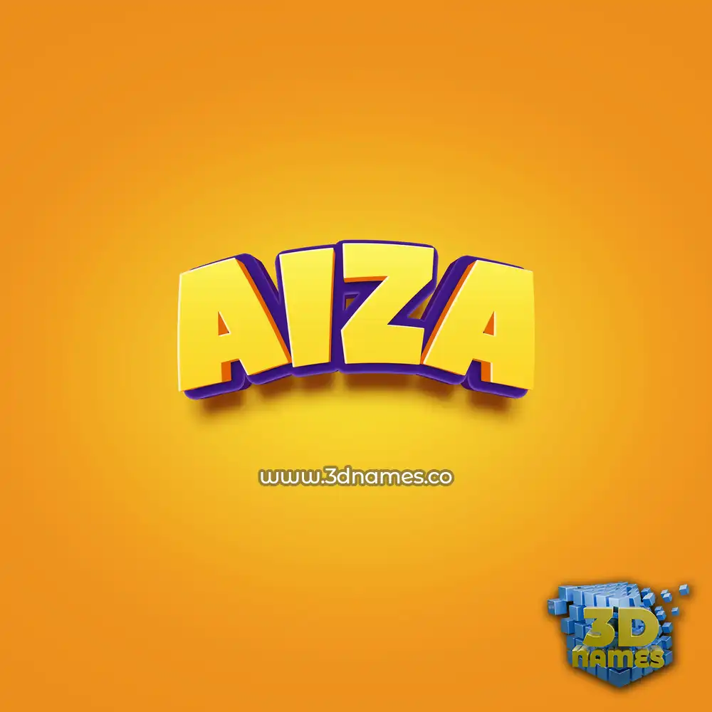 aiza in Orange Toon style - 3D name wallpaper