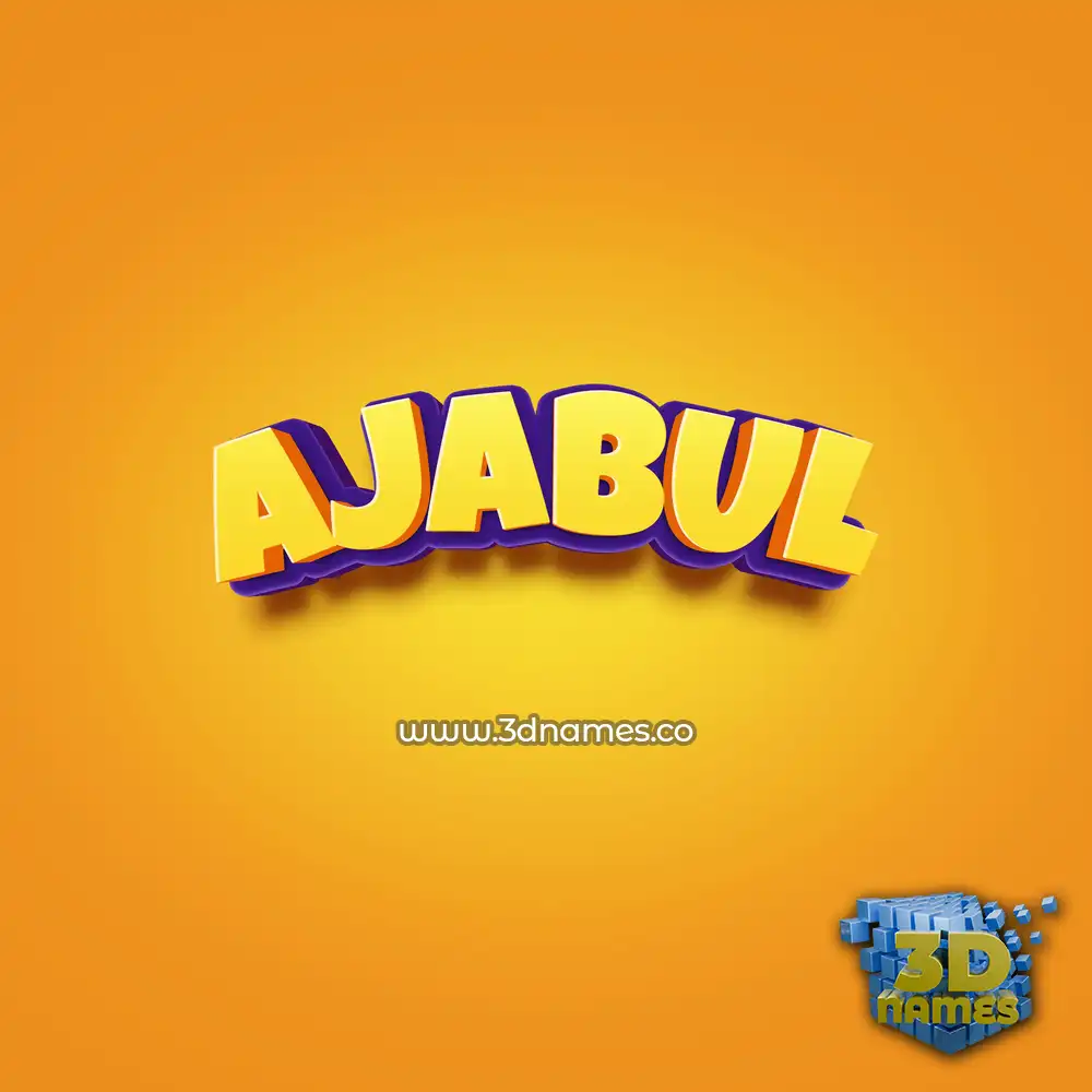 ajabul in Orange Toon style - 3D name wallpaper