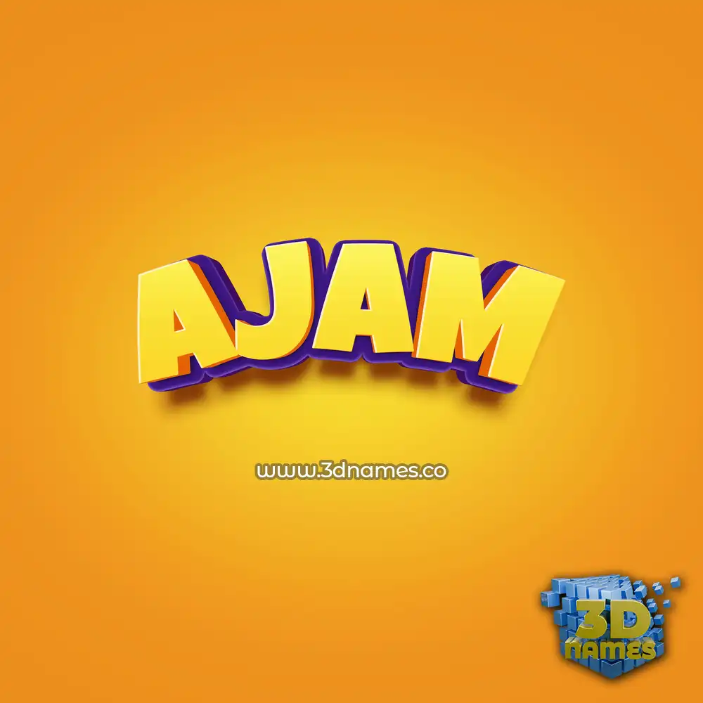ajam in Orange Toon style - 3D name wallpaper