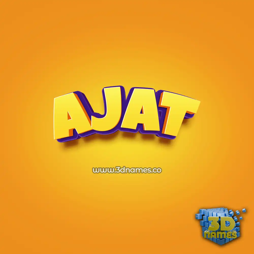 ajat in Orange Toon style - 3D name wallpaper