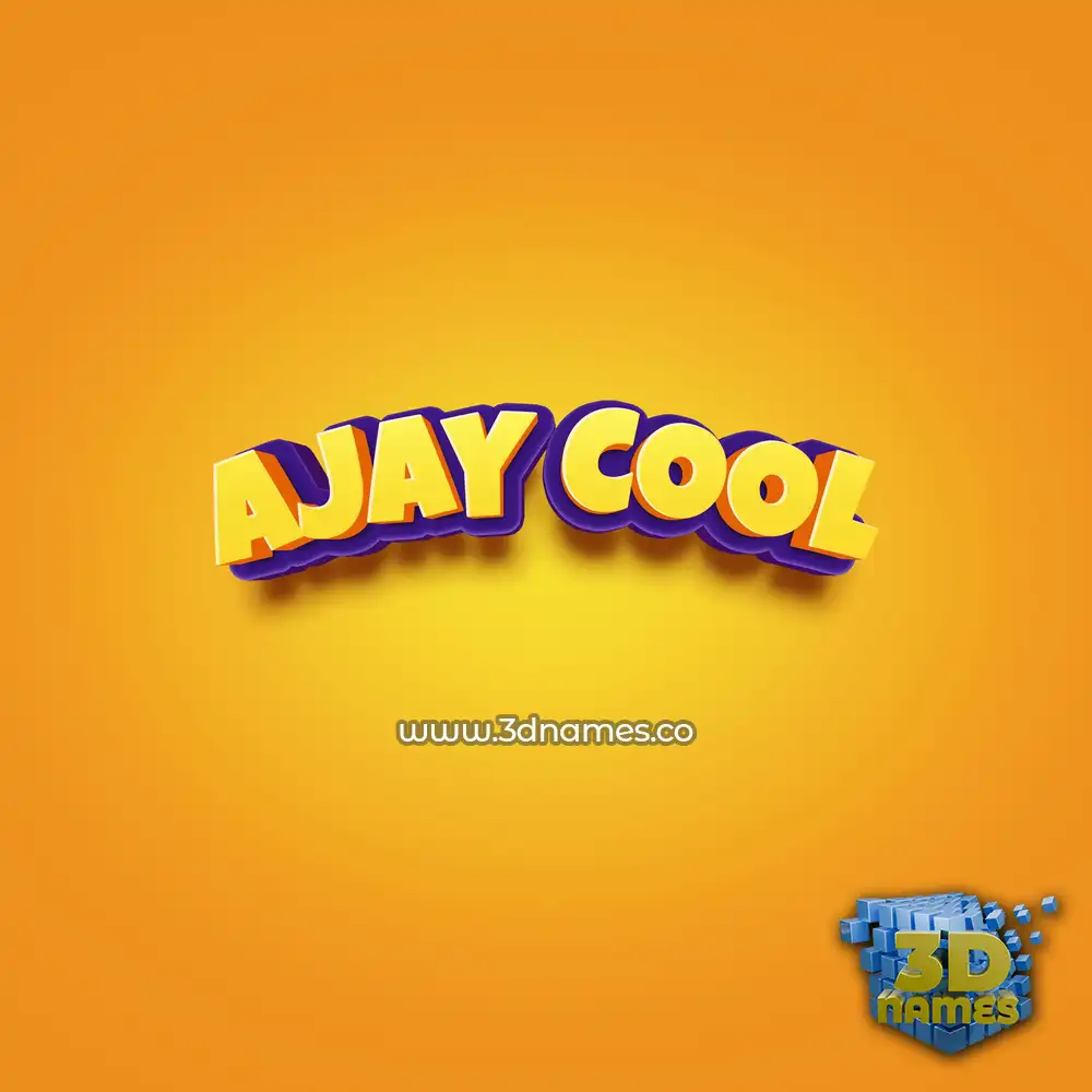 ajay cool in Orange Toon style - 3D name wallpaper