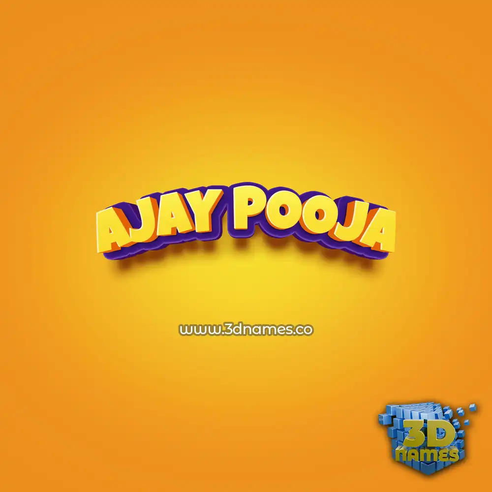 ajay pooja in Orange Toon style - 3D name wallpaper