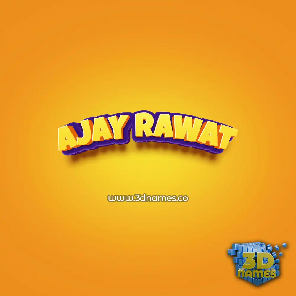 ajay rawat in Orange Toon style - 3D name wallpaper