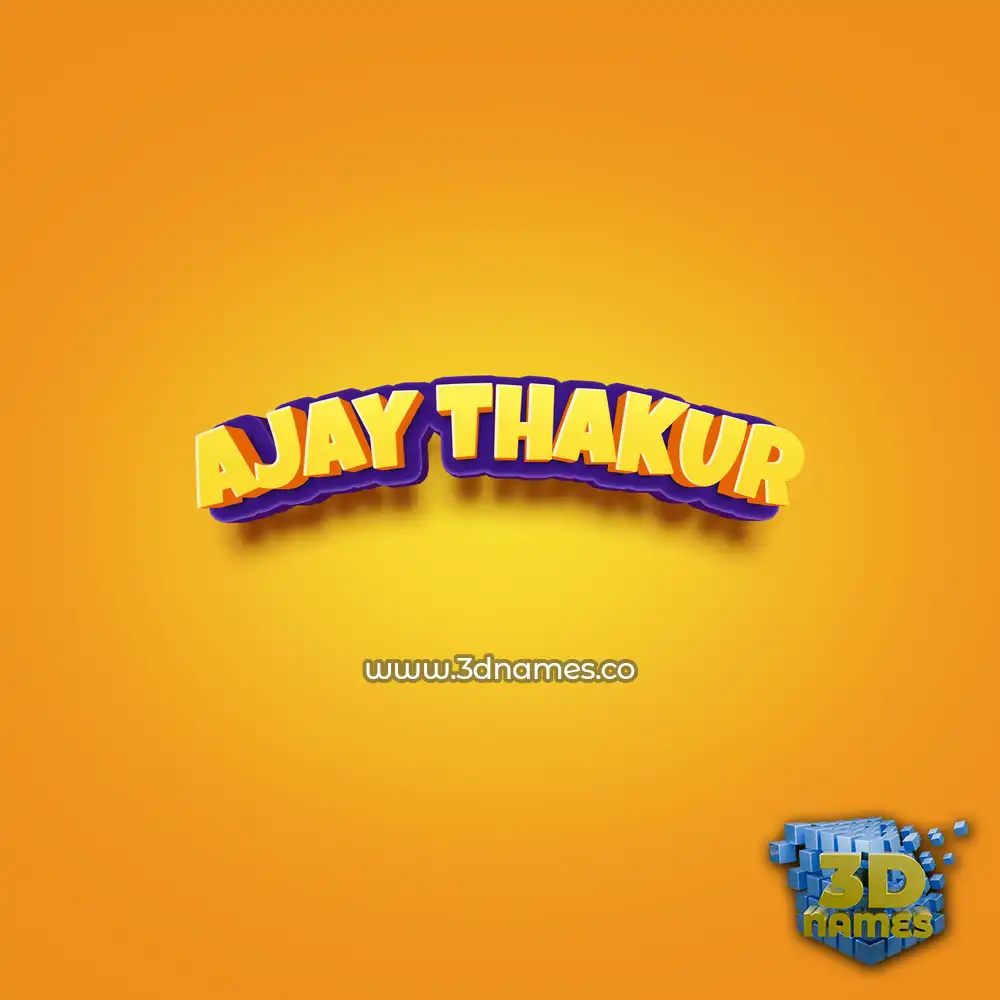 ajay thakur in Orange Toon style - 3D name wallpaper
