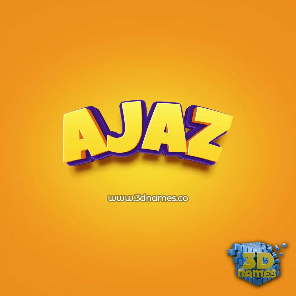 ajaz in Orange Toon style - 3D name wallpaper