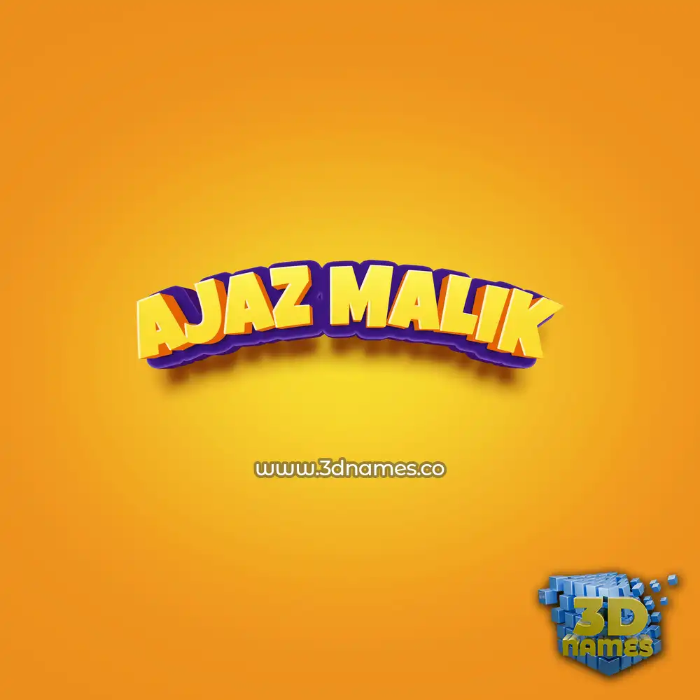 ajaz malik in Orange Toon style - 3D name wallpaper