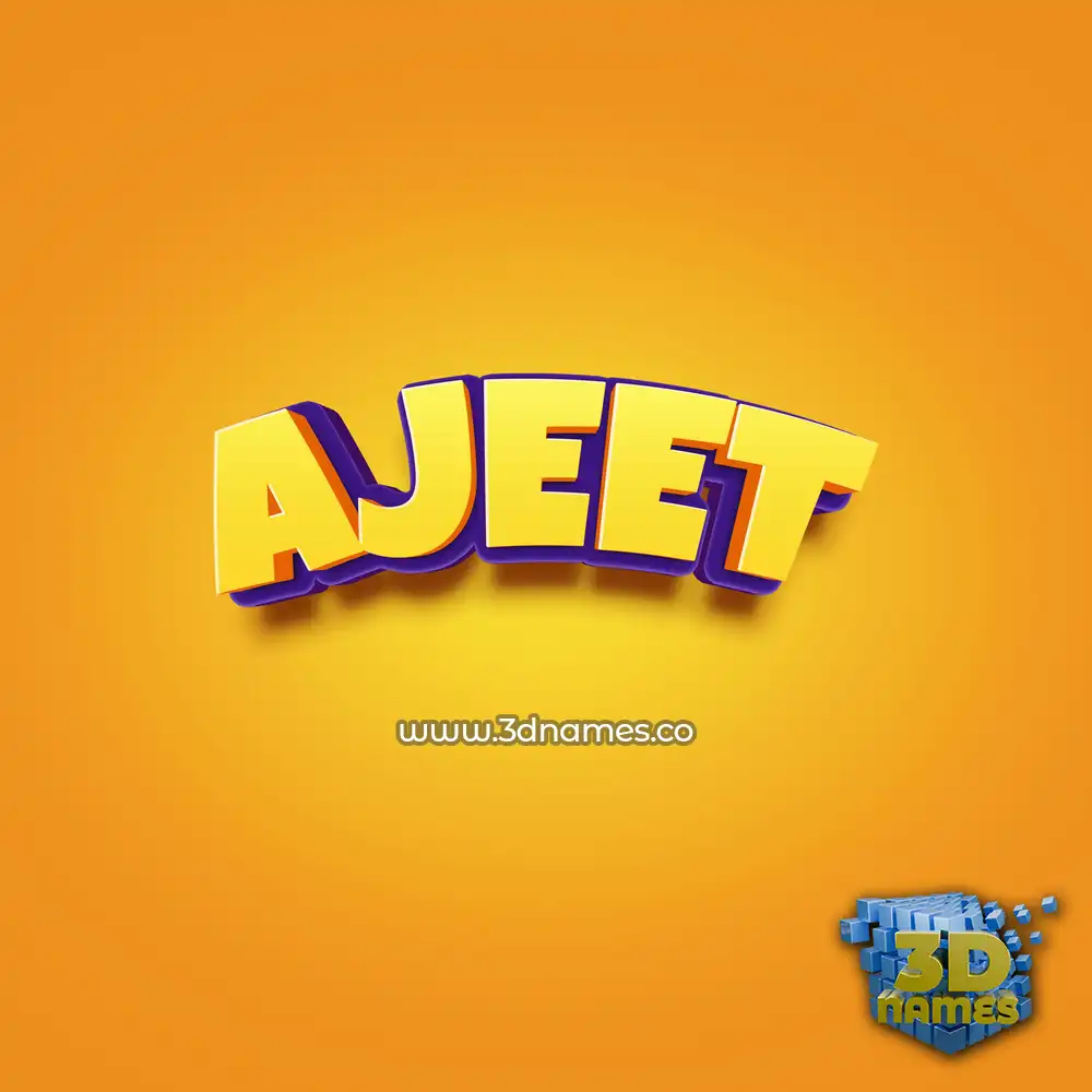 ajeet in Orange Toon style - 3D name wallpaper