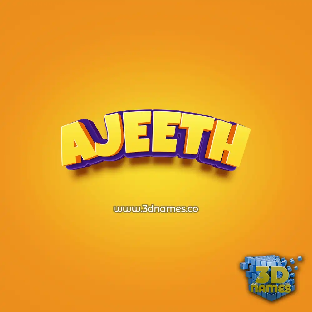 ajeeth in Orange Toon style - 3D name wallpaper