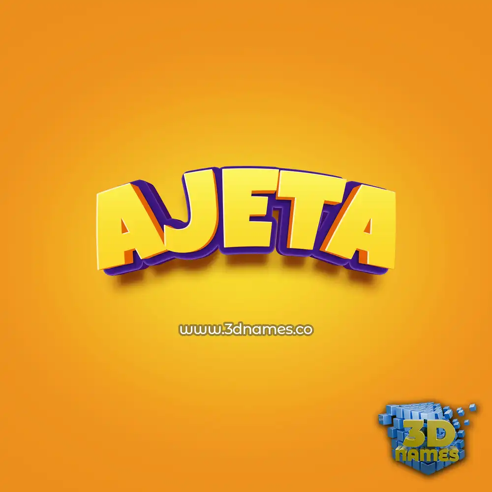 ajeta in Orange Toon style - 3D name wallpaper