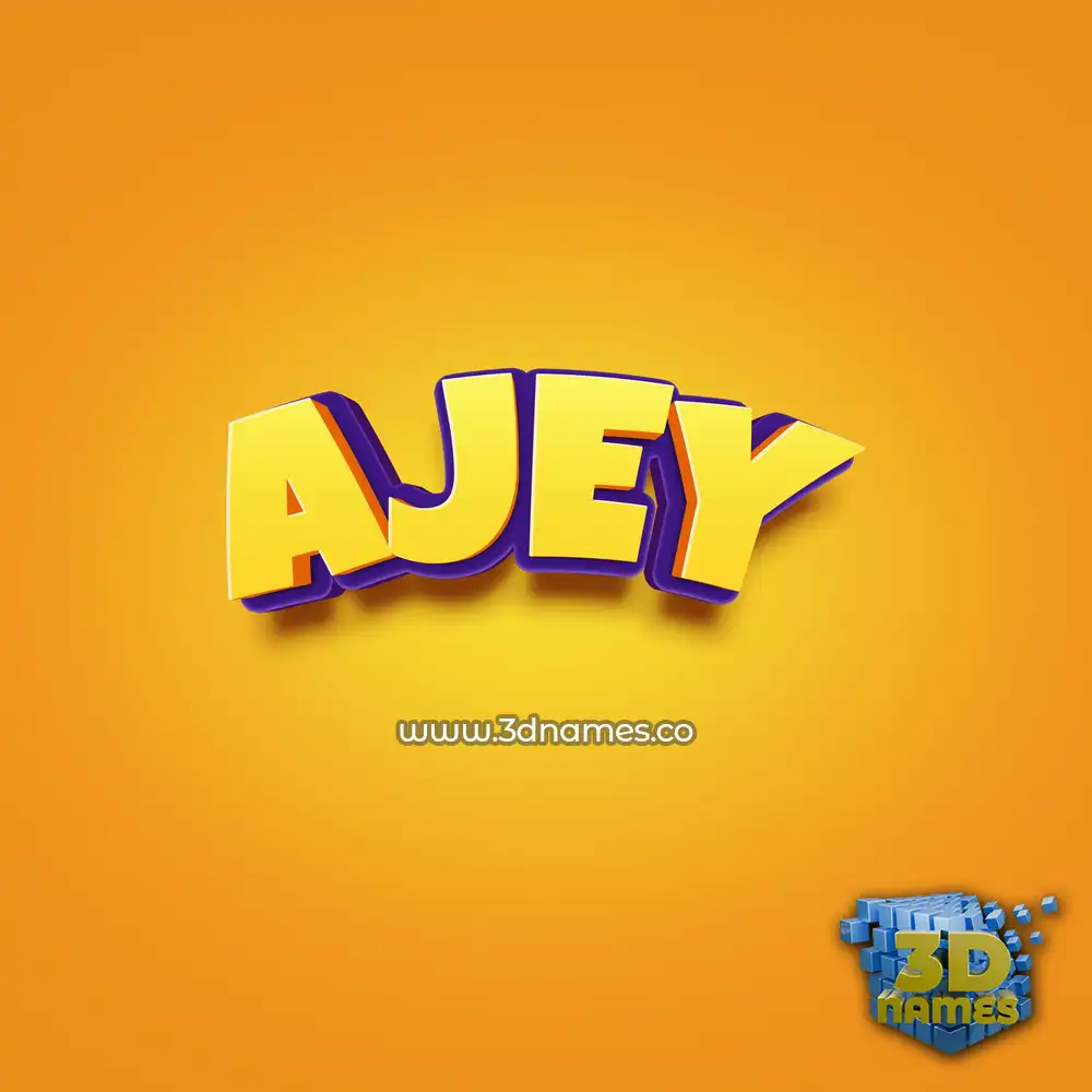 ajey in Orange Toon style - 3D name wallpaper