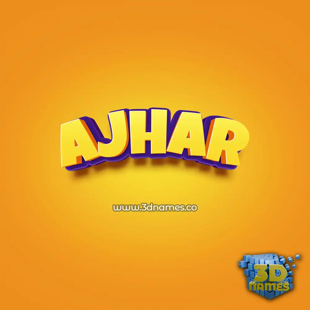 ajhar in Orange Toon style - 3D name wallpaper