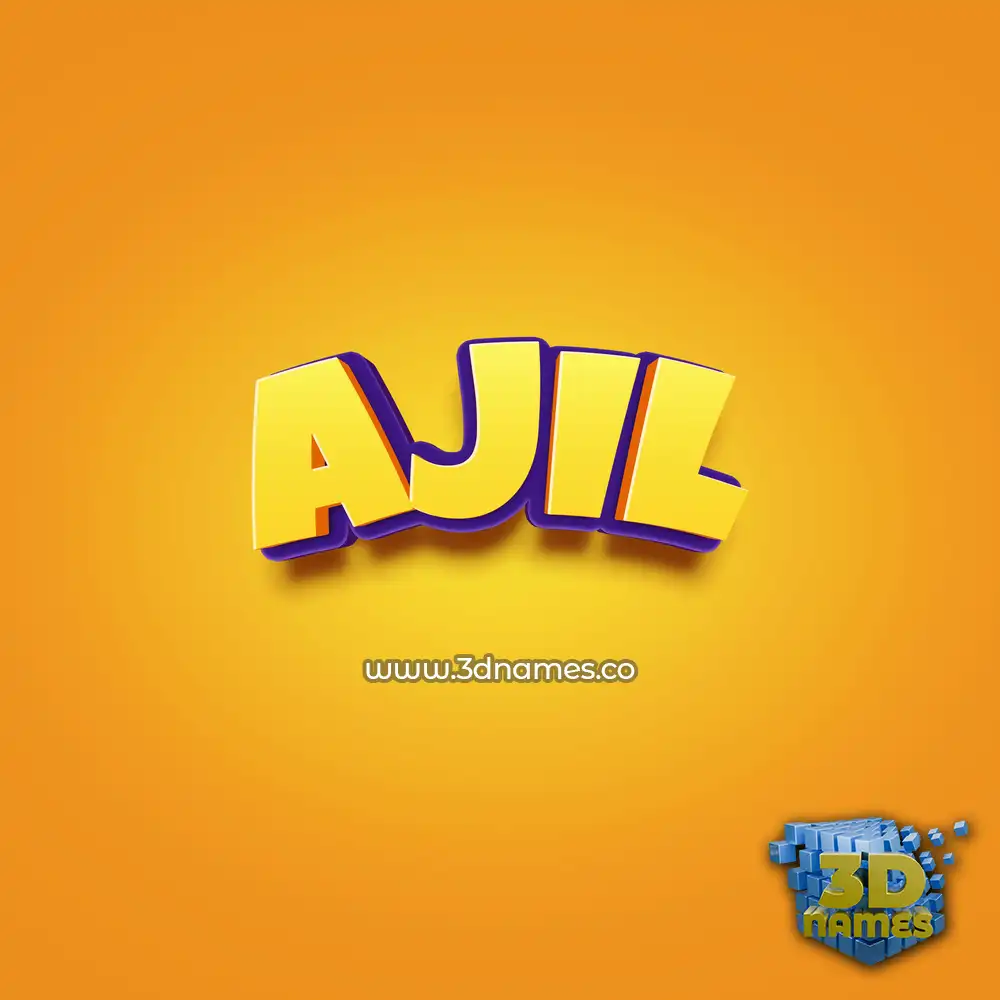 ajil in Orange Toon style - 3D name wallpaper