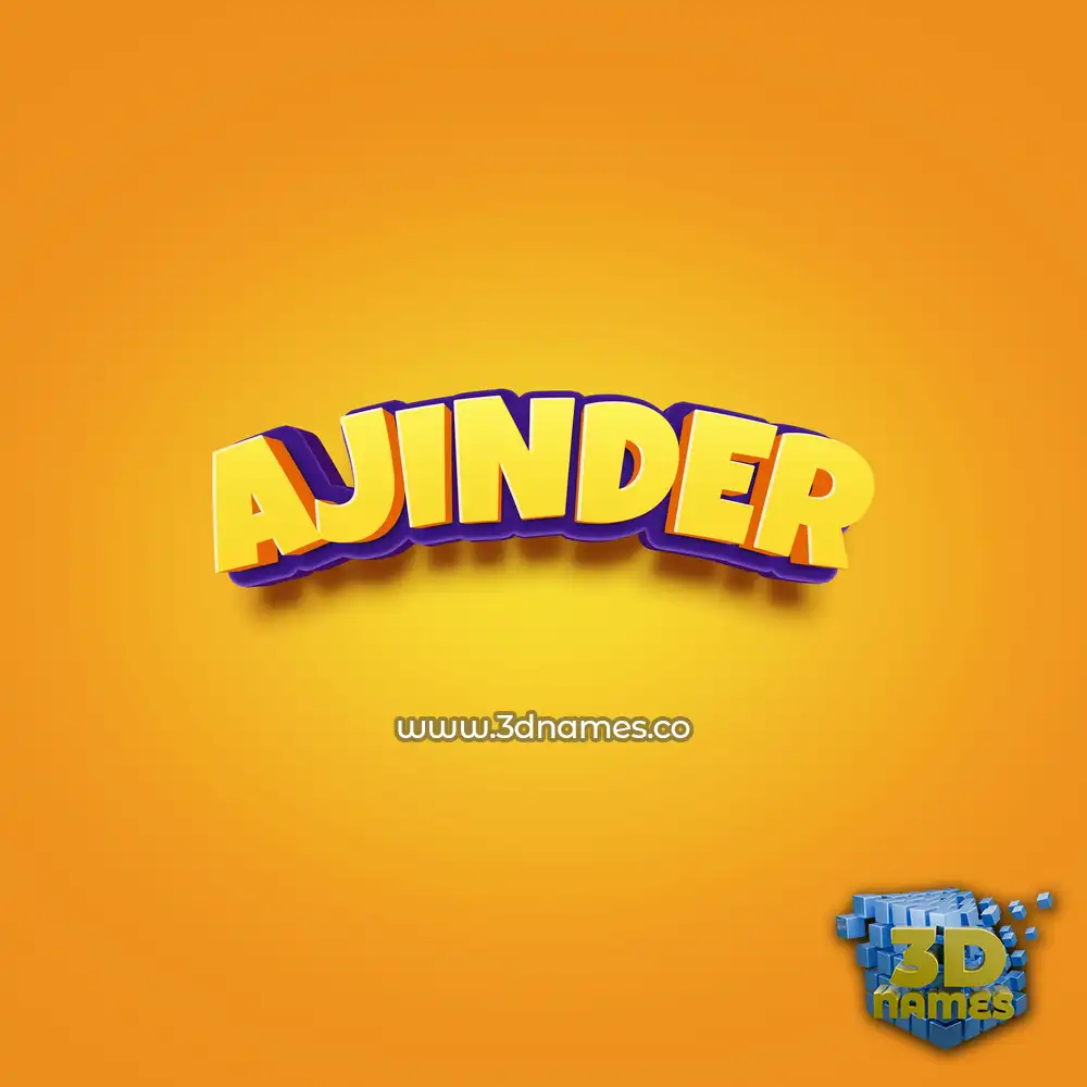 ajinder in Orange Toon style - 3D name wallpaper