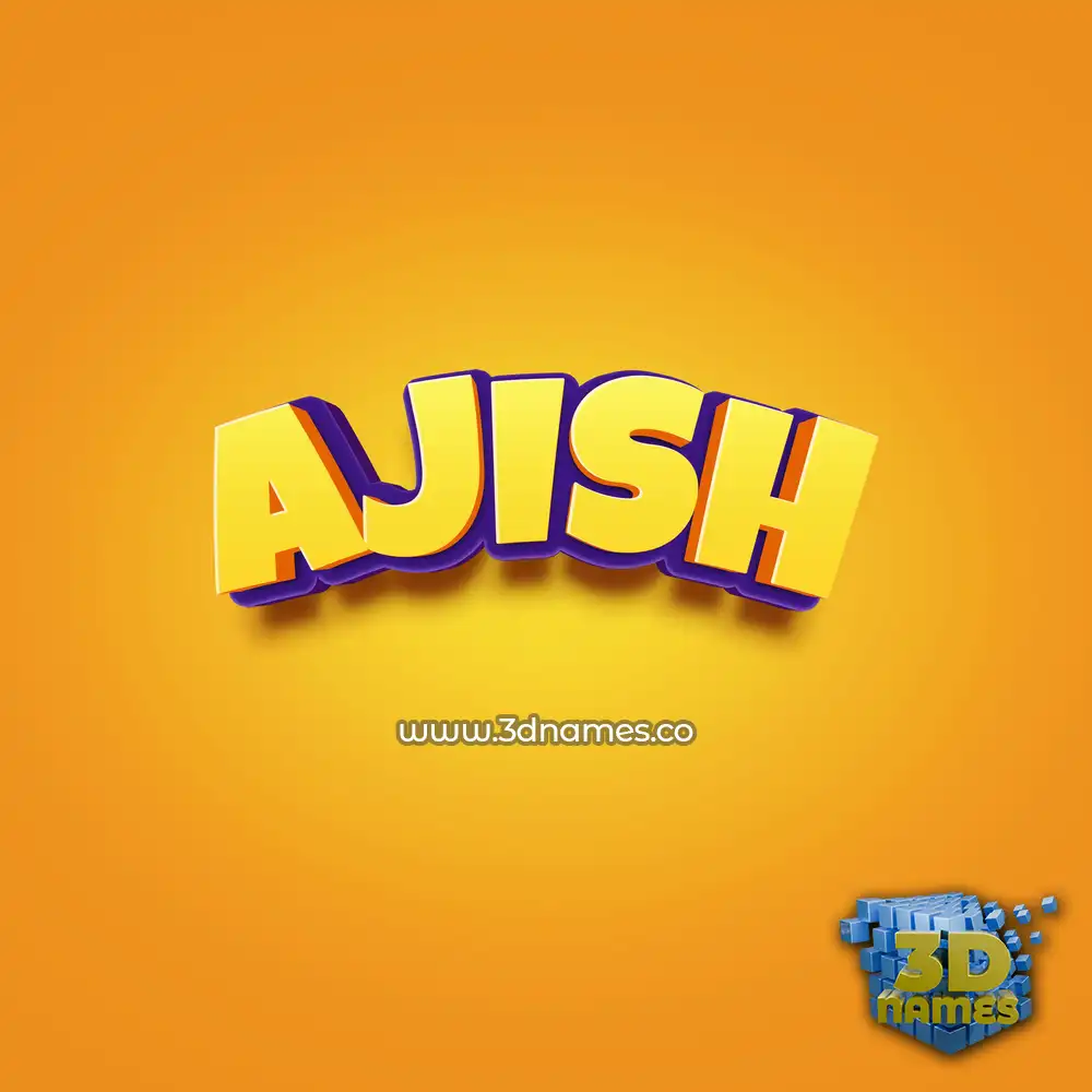 ajish in Orange Toon style - 3D name wallpaper