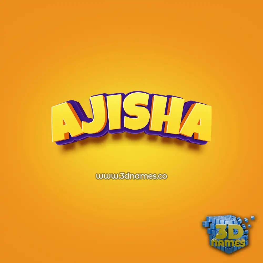 ajisha in Orange Toon style - 3D name wallpaper
