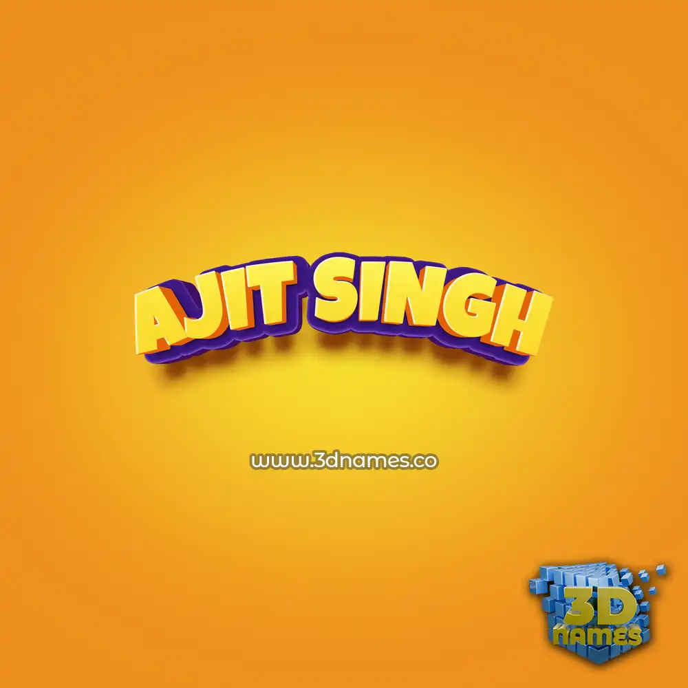 ajit singh in Orange Toon style - 3D name wallpaper