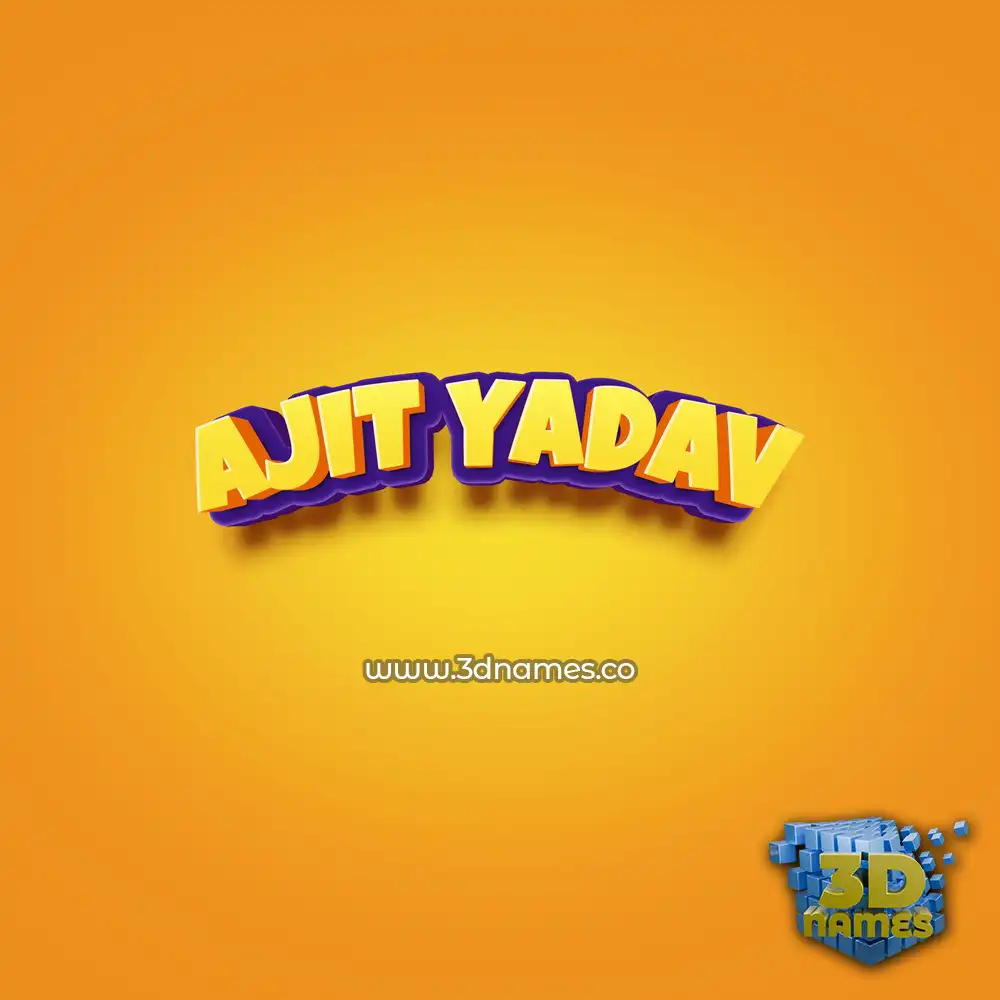 ajit yadav in Orange Toon style - 3D name wallpaper