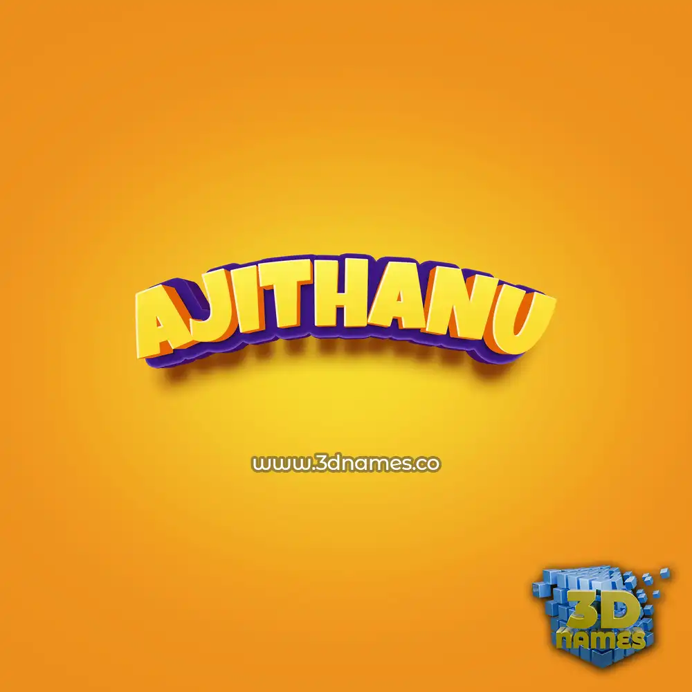 ajithanu in Orange Toon style - 3D name wallpaper