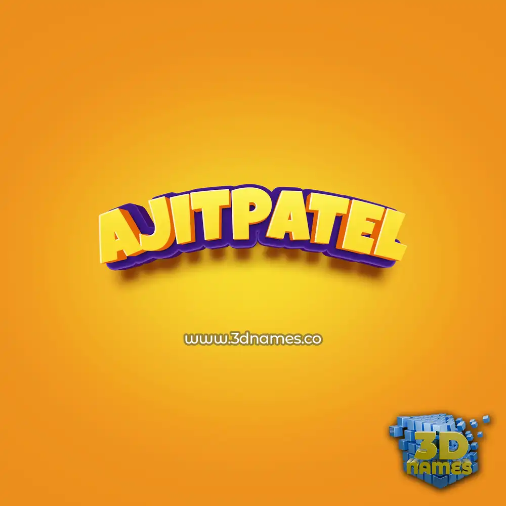 ajitpatel in Orange Toon style - 3D name wallpaper