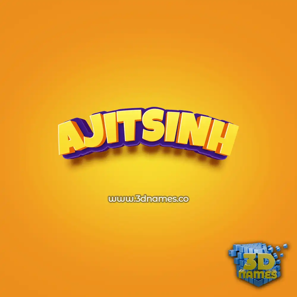 ajitsinh in Orange Toon style - 3D name wallpaper