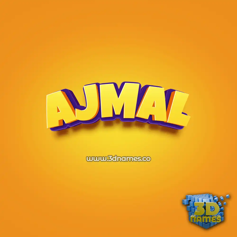 ajmal in Orange Toon style - 3D name wallpaper
