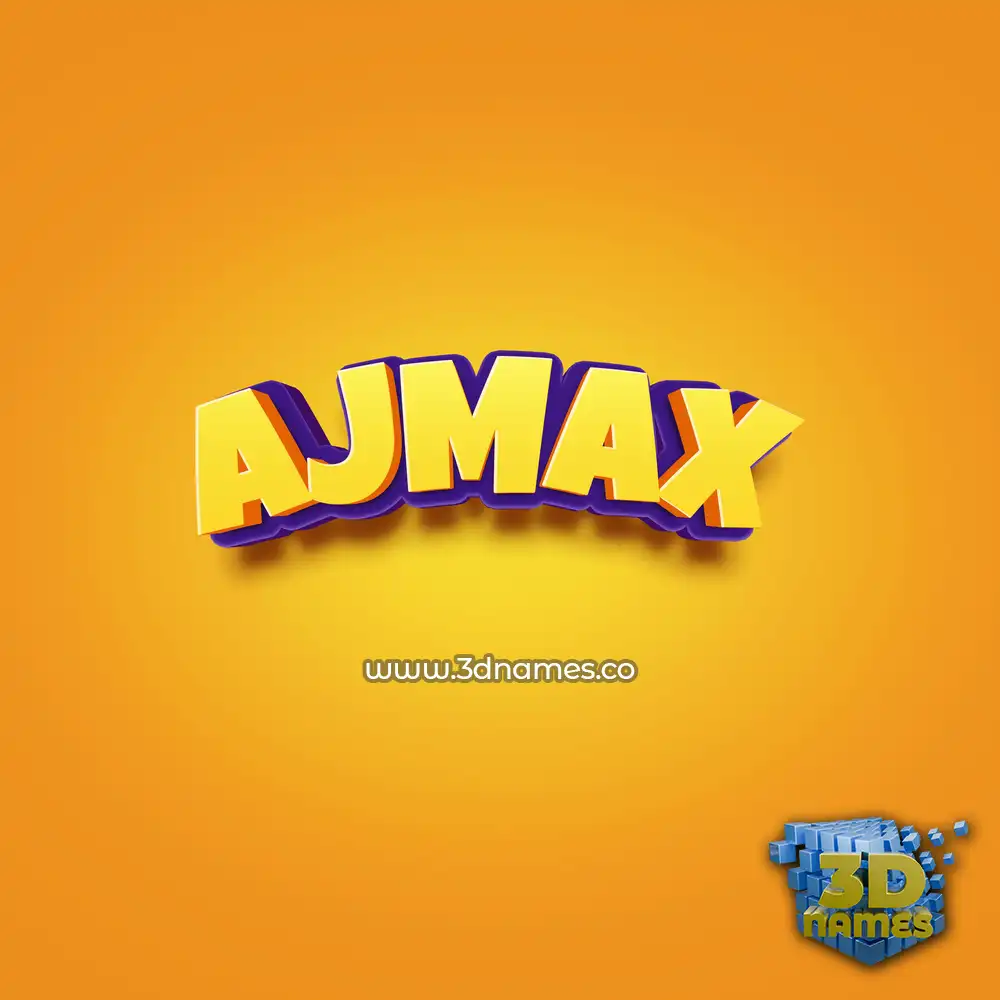 ajmax in Orange Toon style - 3D name wallpaper