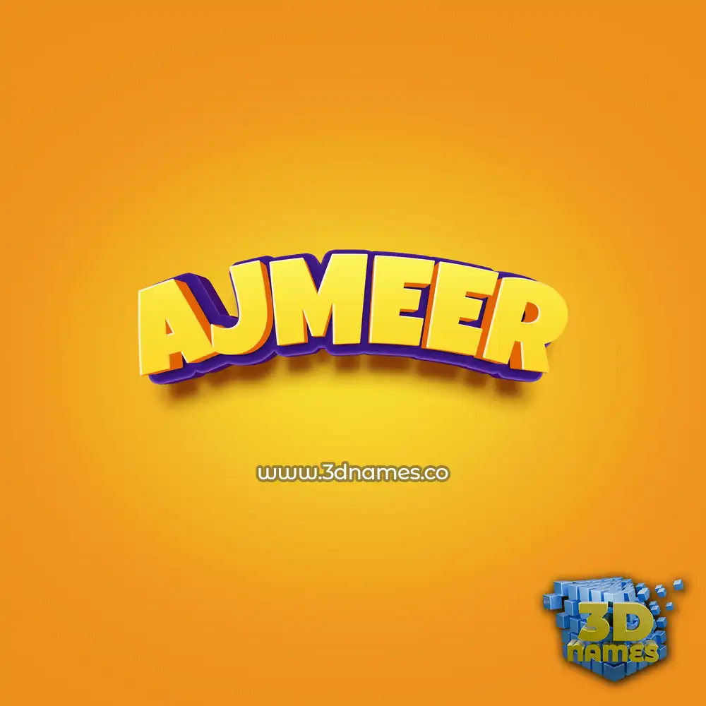 ajmeer in Orange Toon style - 3D name wallpaper
