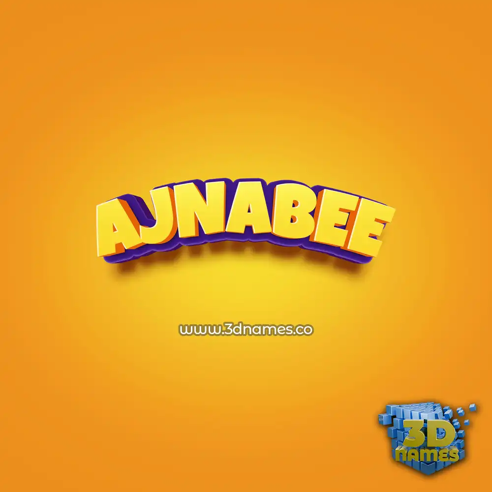 ajnabee in Orange Toon style - 3D name wallpaper